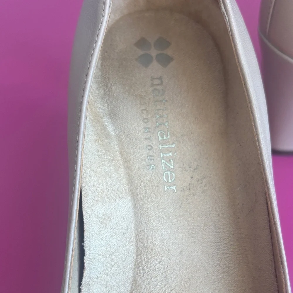 NATURALIZER Nude Color Peep-Toe Wedges - Picture 9 of 10